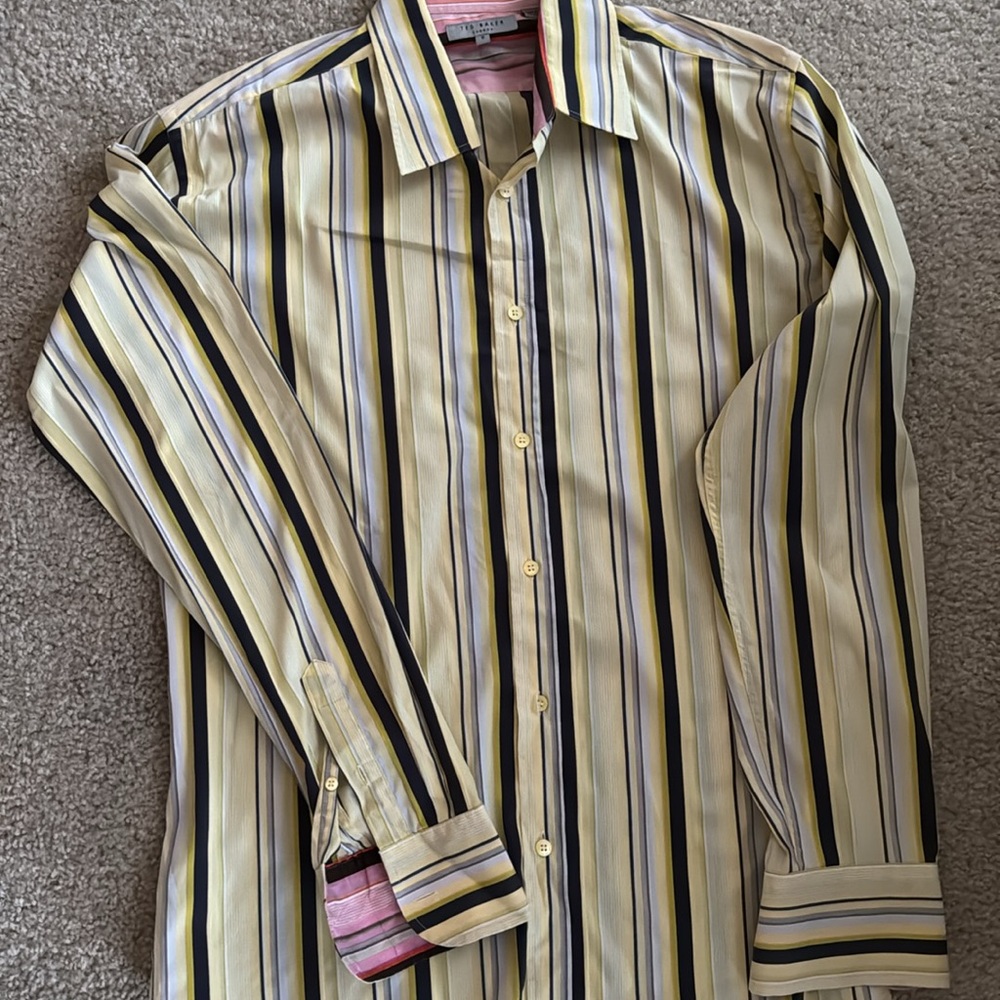 Ted Baker London Yellow Striped Dress Shirt - Picture 4 of 5